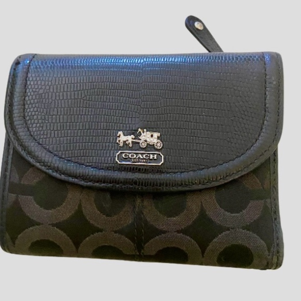 Coach Black Textured Wallet with Logo